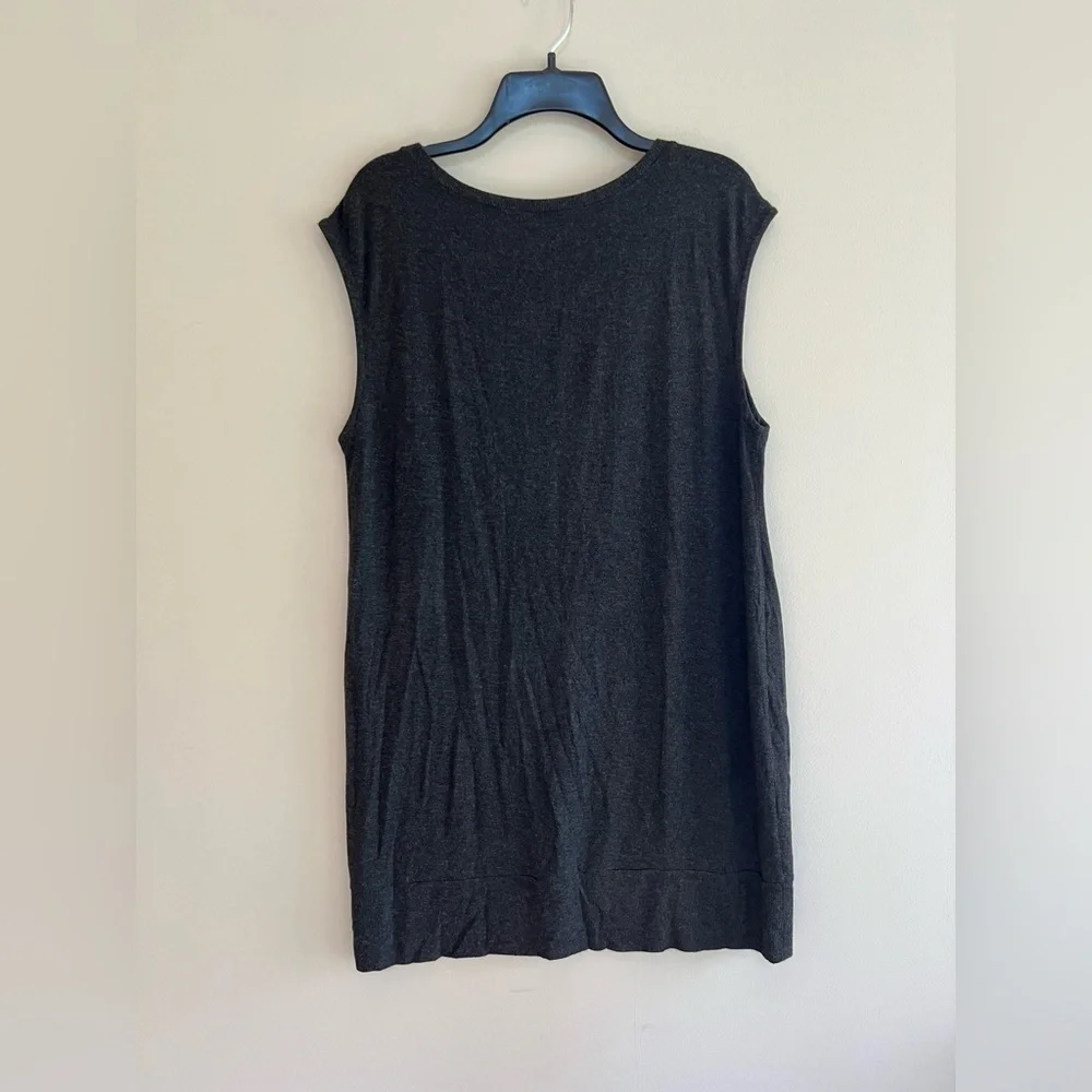 Eileen Fisher Lightweight Viscose Jersey Knit Jewel Neck Tank, Dark Grey, M - Picture 2 of 7